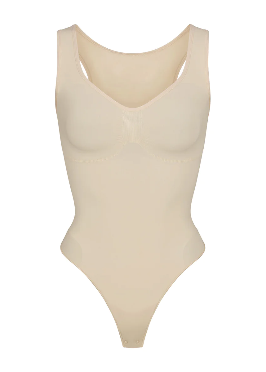 customizable scoop neck thong bodysuit 